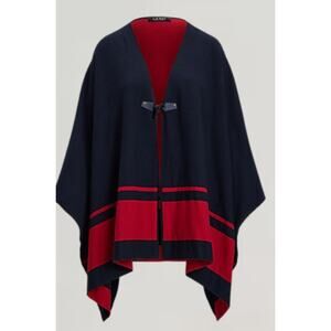 Lauren Ralph Lauren Poncho Cape Womens L/XL Wool Blend Black Label NWT $295